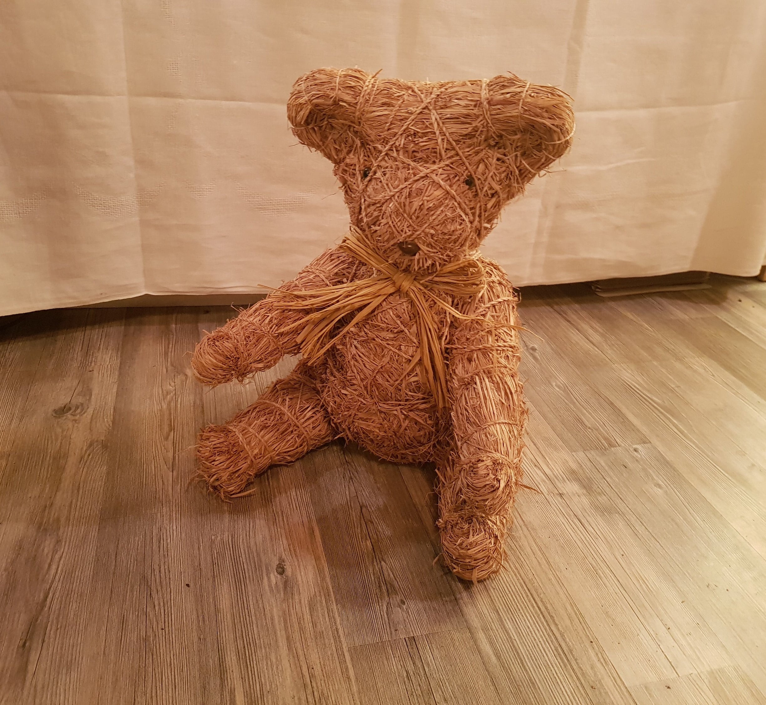 Llavero Pack Teddy oso de rafia + pañuelo marrón