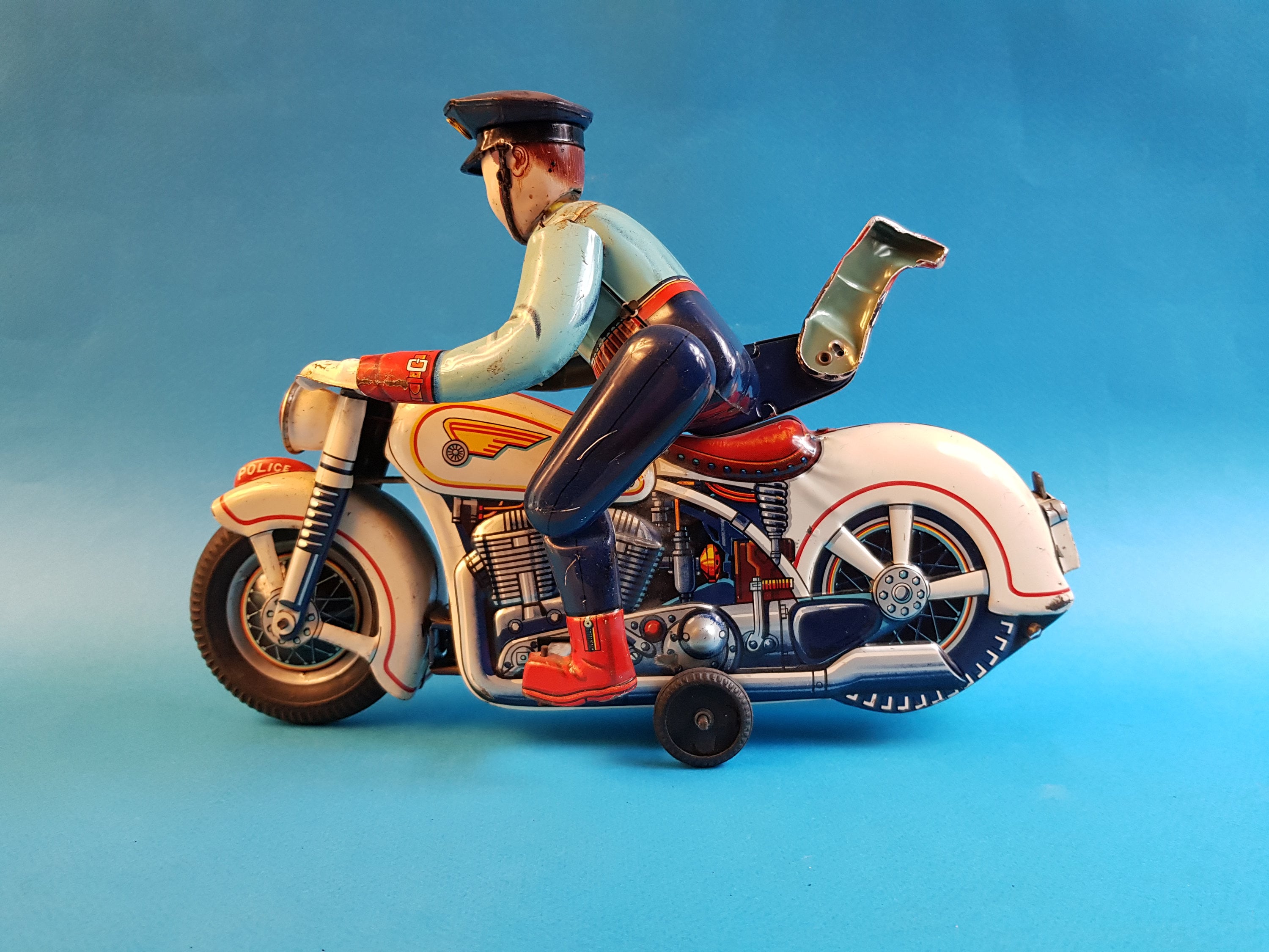 Vintage Tinplate Motorcycle Police Toy, Moder Toys Japan - Etsy