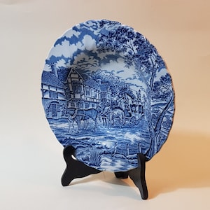 Myott,Royal Mail,assiette,creuse,transfert,bleu éclatant contour dentellé surface vaguellettes,made in England,excellent état D.23Cm