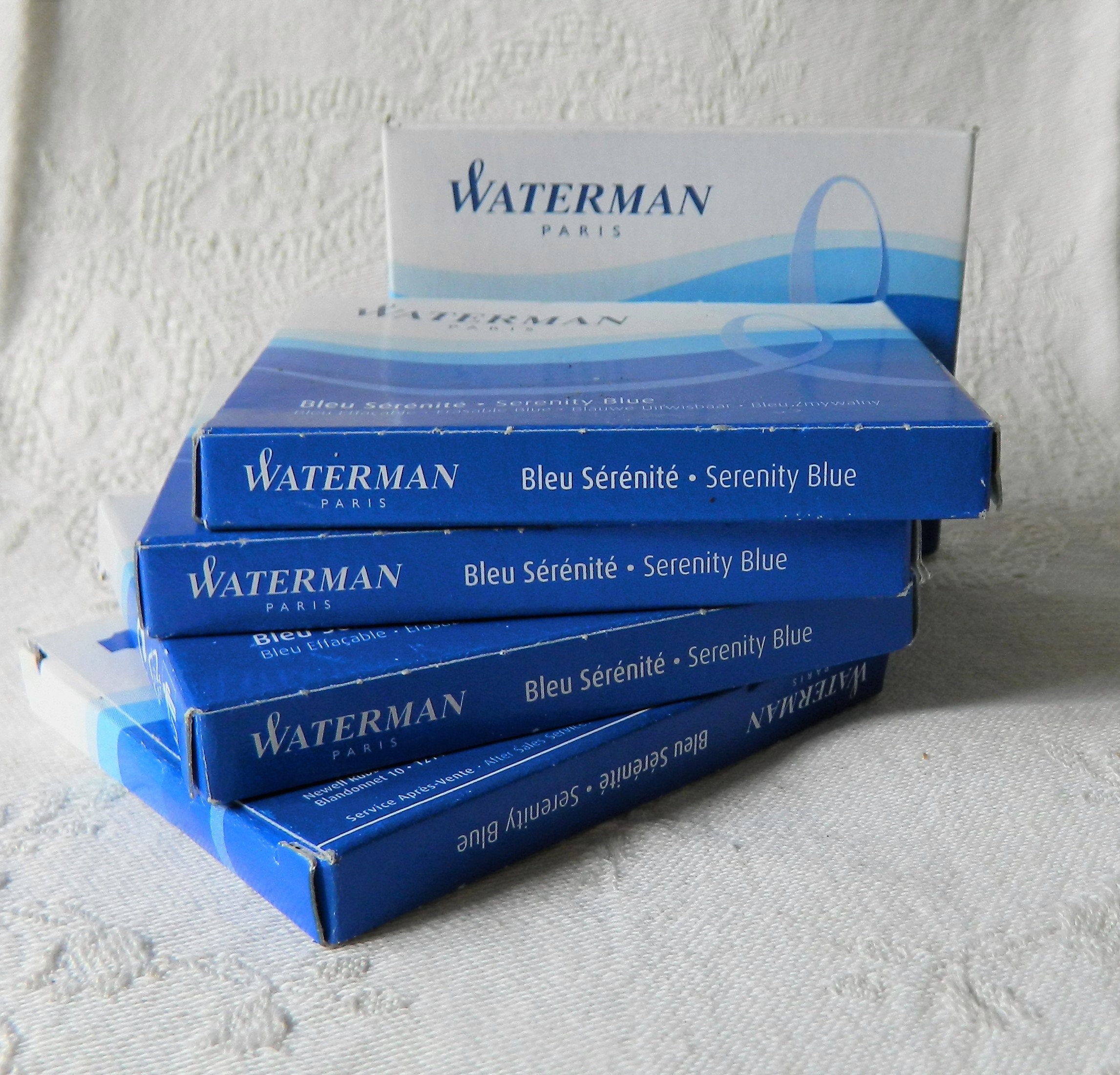 WATERMAN boîte de 8 cartouches longues, encre Bleu Sérénité effaçable pour  Stylo plume