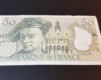 1989 France 50 Francs Banknote: Quentin De La Tour Portrait - Etsy