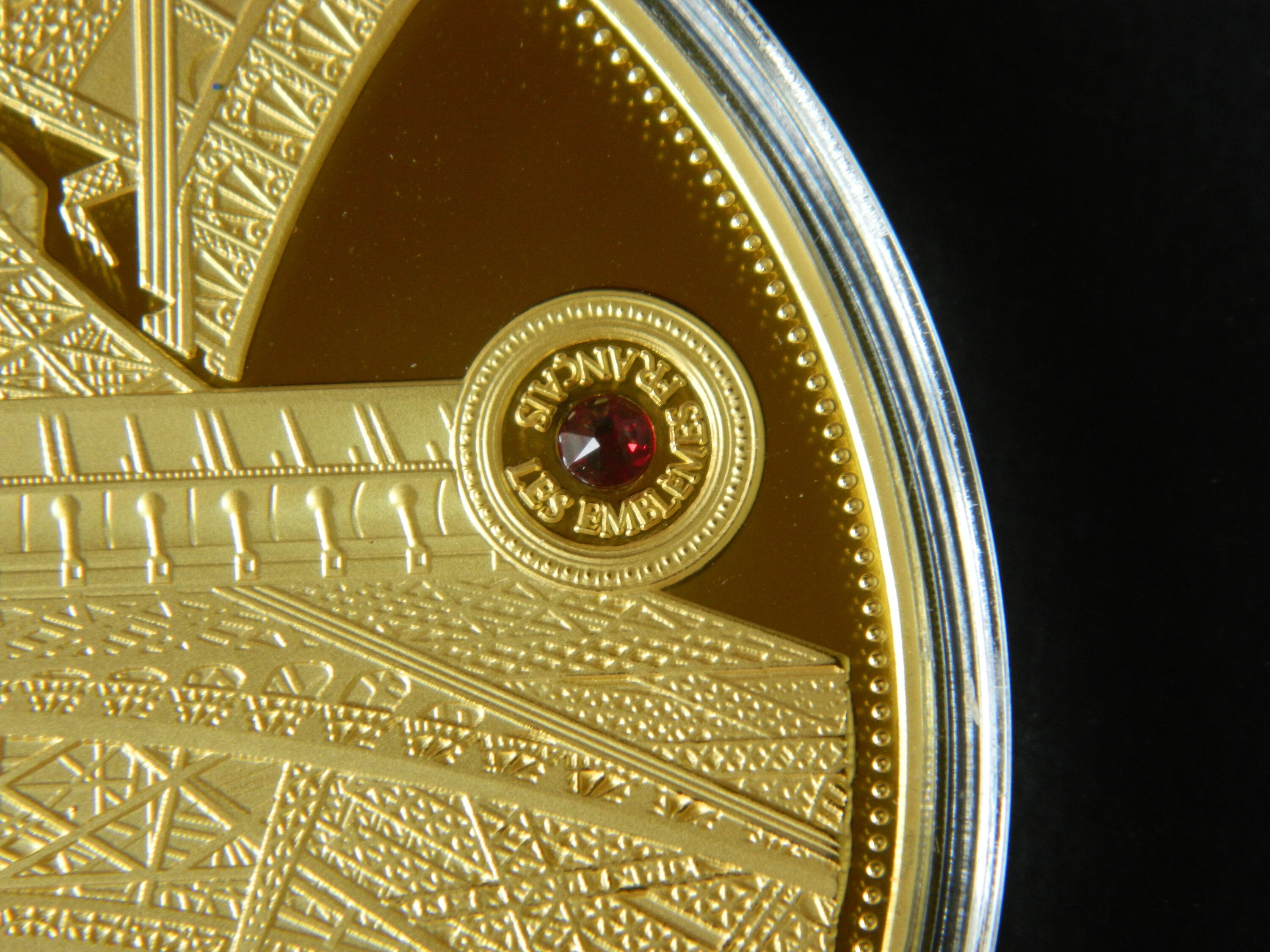 Eiffel Tower Commemorative Medal, Ruby Inlay, Gilded Copper, 2017 - Etsy