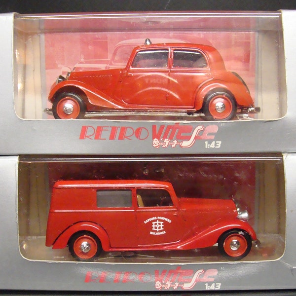 1:43,Ensemble,Ambulance,Pompiers,Mercedes, 170V 1936 1950 par Retrovitese emballage d'origine boite vitrine et surboite et accessoires