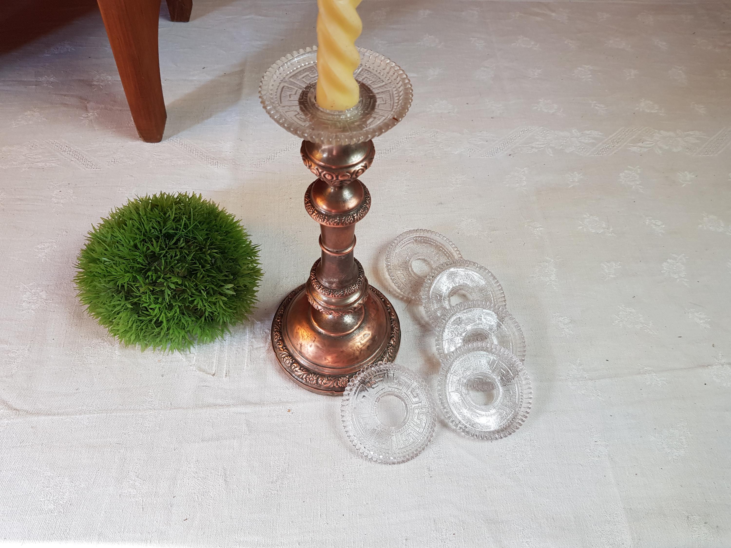 Bougeoir Ancien En Bois Artisanat Américain - Décoration Vintage, Couleur Marron