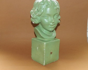 Vintage art-deco gipsen kinderbuste - gesigneerd MAF