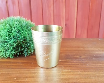 Art Deco Silver Vermeil Gobelet Cup, Ursule Name Engraved