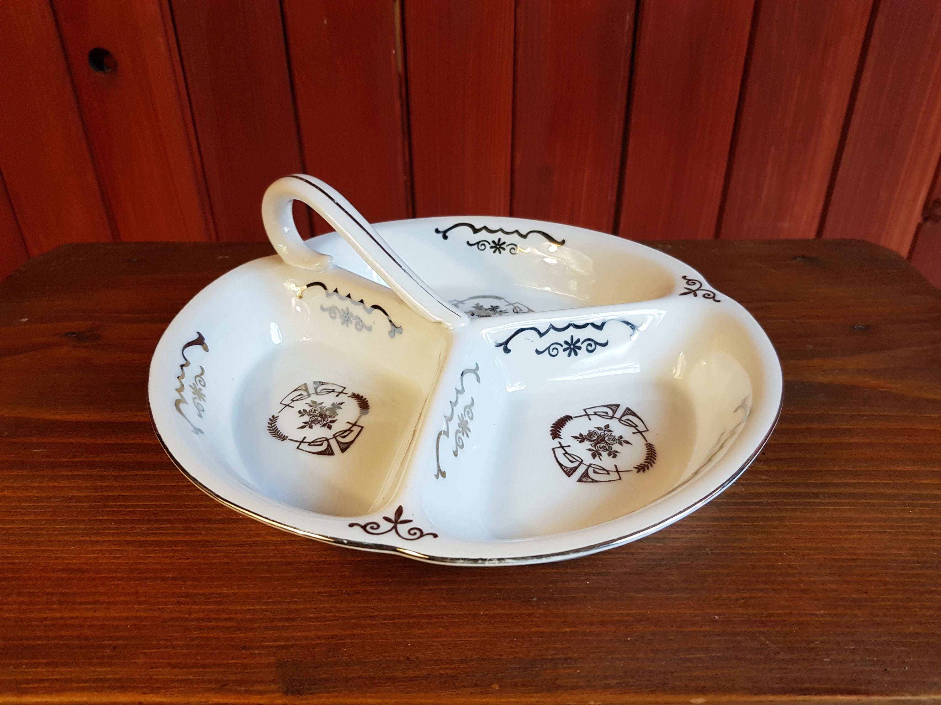 磁器製サービングディッシュ、3コンパートメント前菜プレート、ドイツ