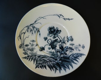 Victorian Majolica Porcelain Plate: Westhead Moore Field Flower, 1880s
