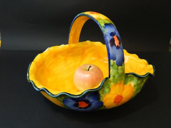 Panier à œufs jaune en céramique, panier à œufs frais pour