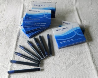 Waterman, Paris, Boite, 8, Cartouches longues, Stylo Plume, Bleu Sérénité, Serénité Blue, Encre en Parfaite Zustand