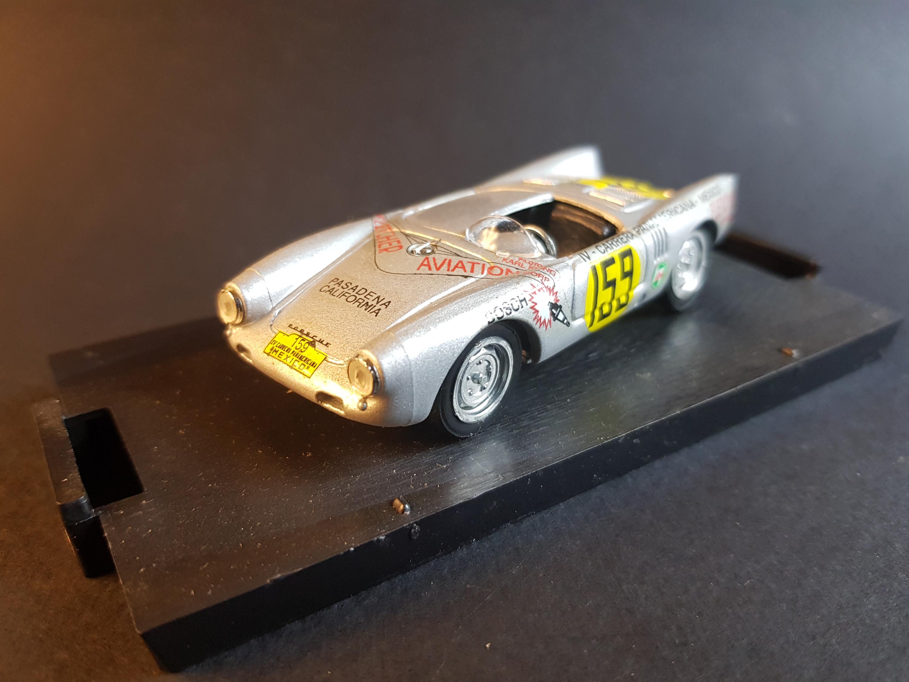 BRUMM PORSCHE 550 RS 159 シルバー 1/43,porsche,550-rs,carrera,#159,mexico,160h,1953,karl Kling,brumm
