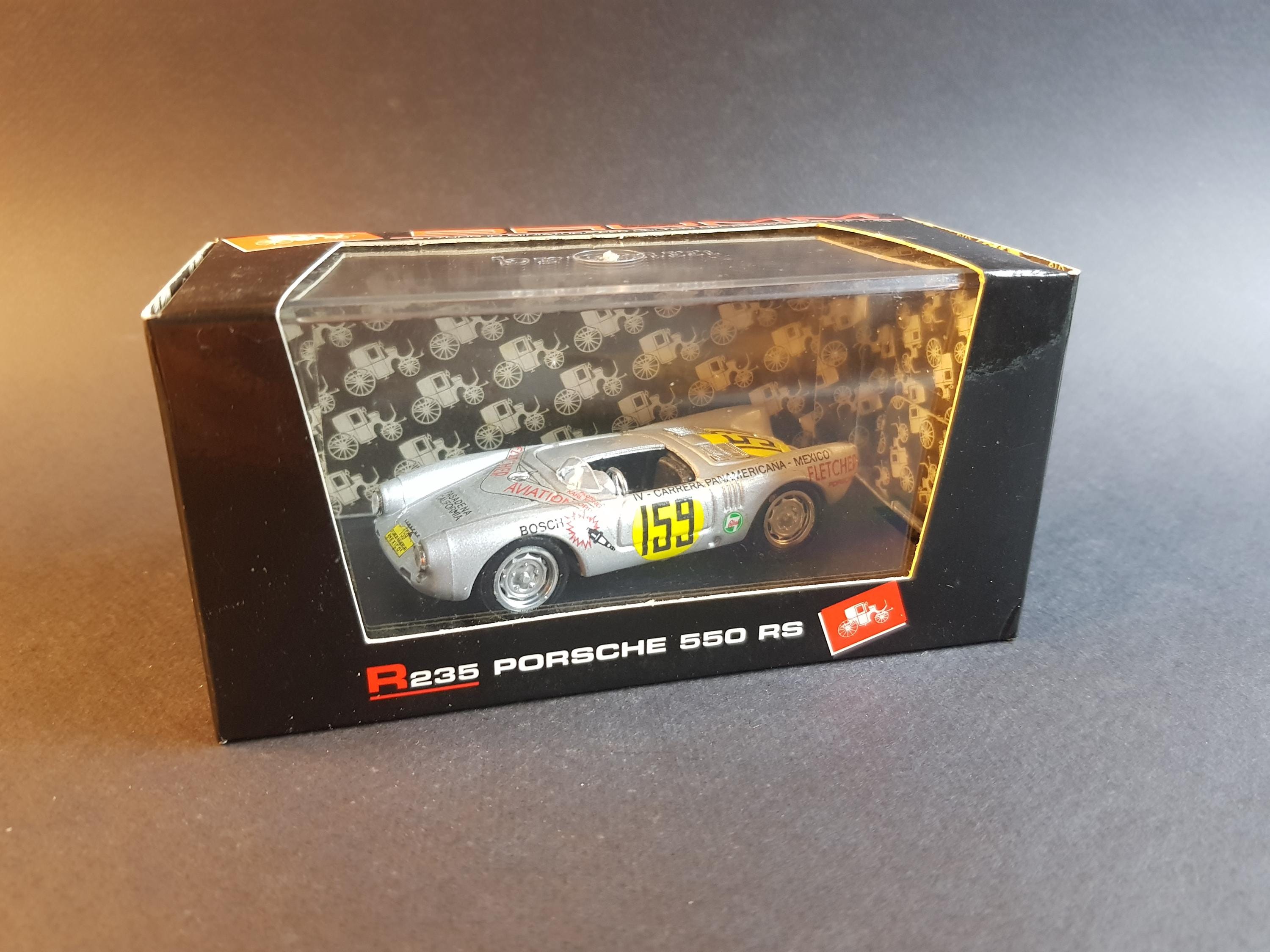 BRUMM PORSCHE 550 RS 159 シルバー 1/43,porsche,550-rs,carrera,#159,mexico,160h,1953,karl Kling,brumm