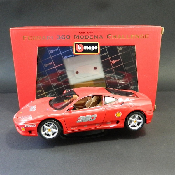 1:18,Ferrari,360 Modena Challenge,Burago,made in,Italy,avec ouvrants et sa boite d'origine