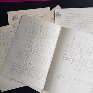 Lot,18,pages,Manuscrits,lettres,Français,écrit main,documents,ancien,notaire,ephemera paper,France,19éme,XIX,vieux papier,documents