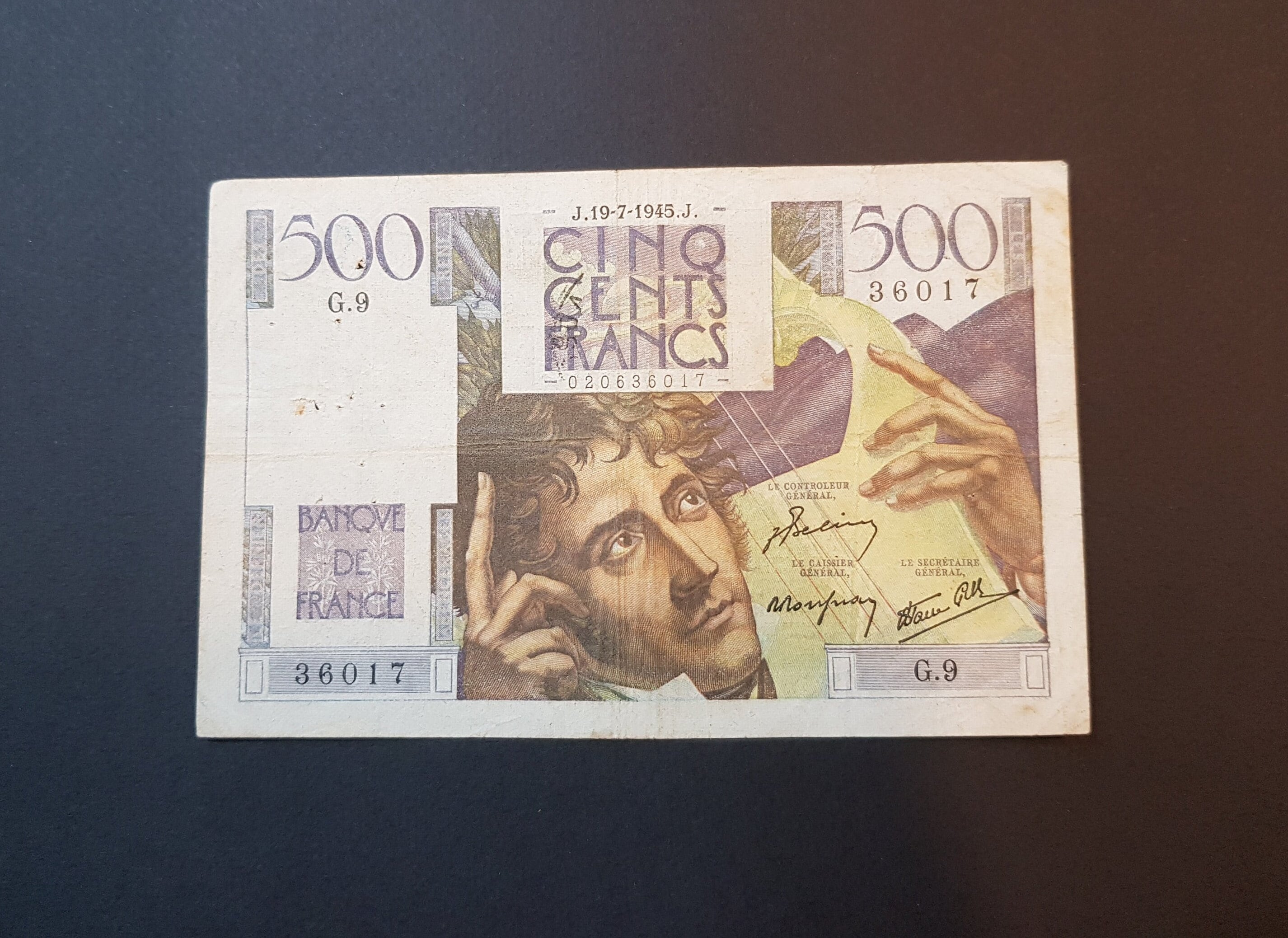 Frank Note 500 French Franc Note