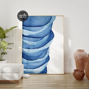 Blue Abstract Art, Watercolor Wall Art, Modern Contemporary Art, Bedroom Art, Kitchen Art, Living Room, Office Art, Blue Art, Pebble Pile