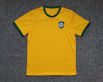 Retro 1970's Brazil Legend Brazilian Football Soccer Jersey Yellow;Custom Names;Youth Men Any Size