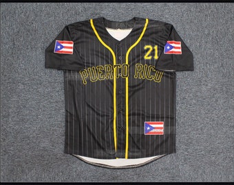 Design Roberto Clemente #21 Puerto Rico Baseball Jersey Throwback Flag  Black Custom Names;Youth/Kids/Adult Size;Mem/Women Type
