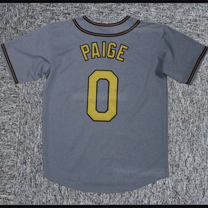 Sacoche rétro Paige # 0 Maillots de baseball surpiqués beige et jaune, noms personnalisés, maillot des fans du Kansas