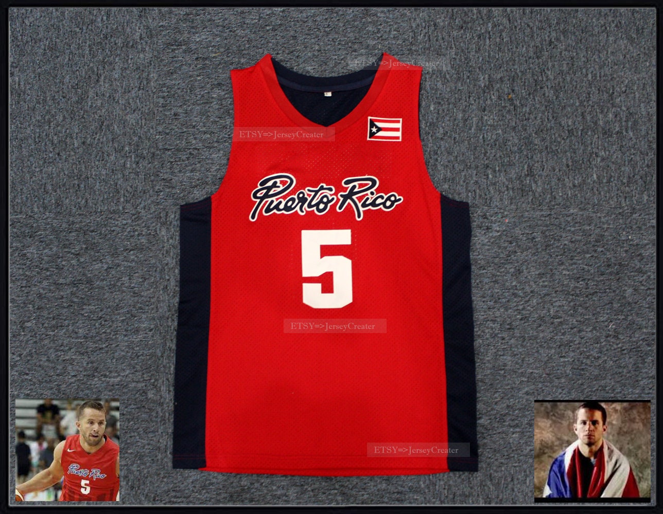 JerseyCreater Jose Barea #5 Team Puerto Rico Basketball Jerseys Stitched Custom Names;JJ Barea;Puerto Rico Jerseys