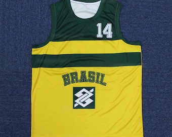 Maglia da basket vintage Oscar Schmidt #14 della nazionale brasiliana, cucita a mano; taglie per ragazzi, uomini e donne; nomi personalizzati.