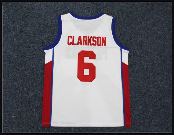 JerseyCreater Basic Jordan Clarkson #6 Team Pilipinas Philippines Basketball Jersey White Blue;All Sewn;Custom Names;Youth/Kids/Adult Size