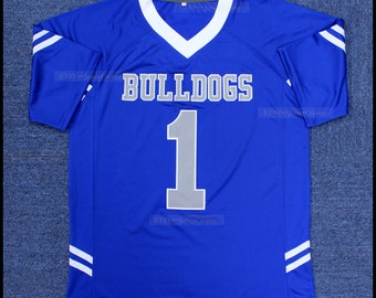 Film Bella Dawson #1 Bulldogs High School voetbalshirt, volledig genaaid, custom elke naam; jeugd/mannen/vrouwen meisjesmaat
