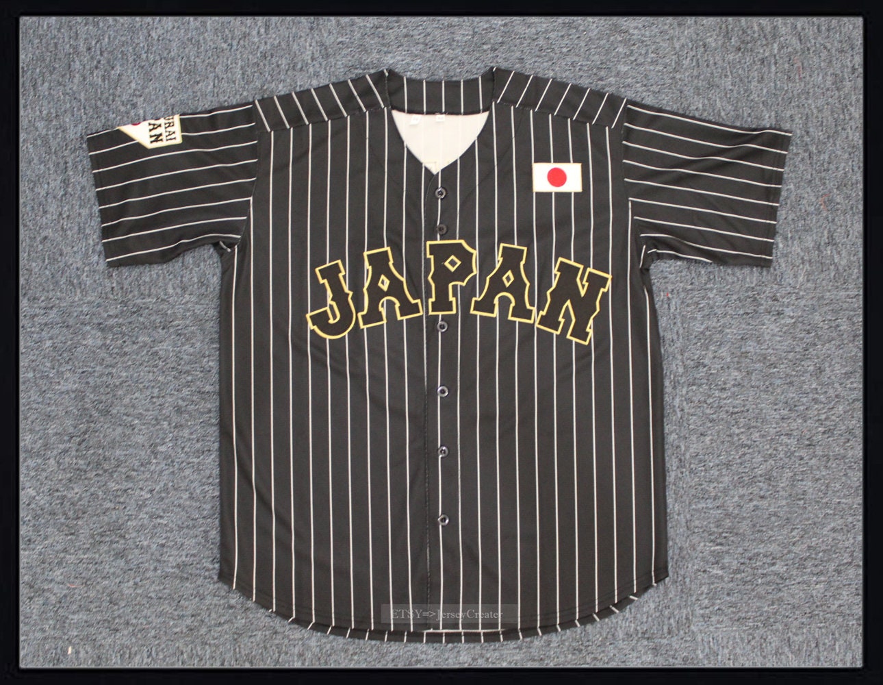 Madjus Men's #16 Ohtani Jersey Japan Samurai White Black Pinstriped Hip Hop Baseball Jersey