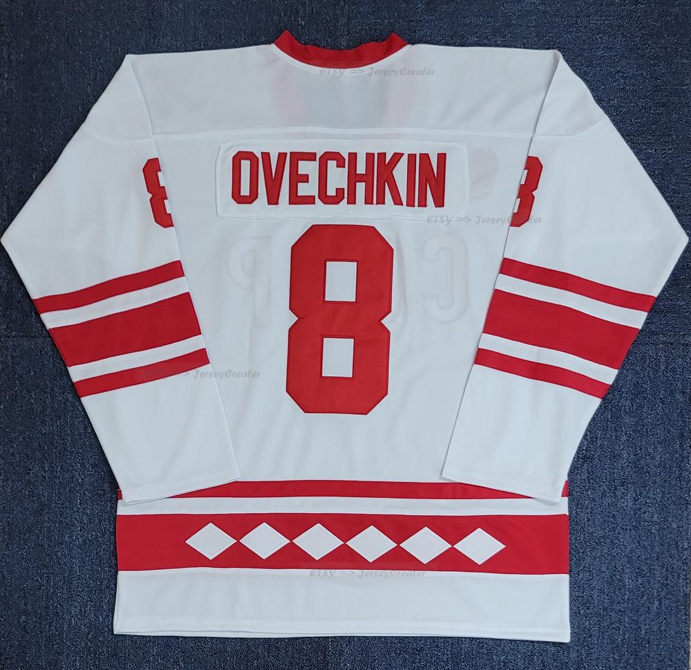 Retro 80's Alex Ovechkin #8 Team CCCP USSR Russia Hockey Jersey