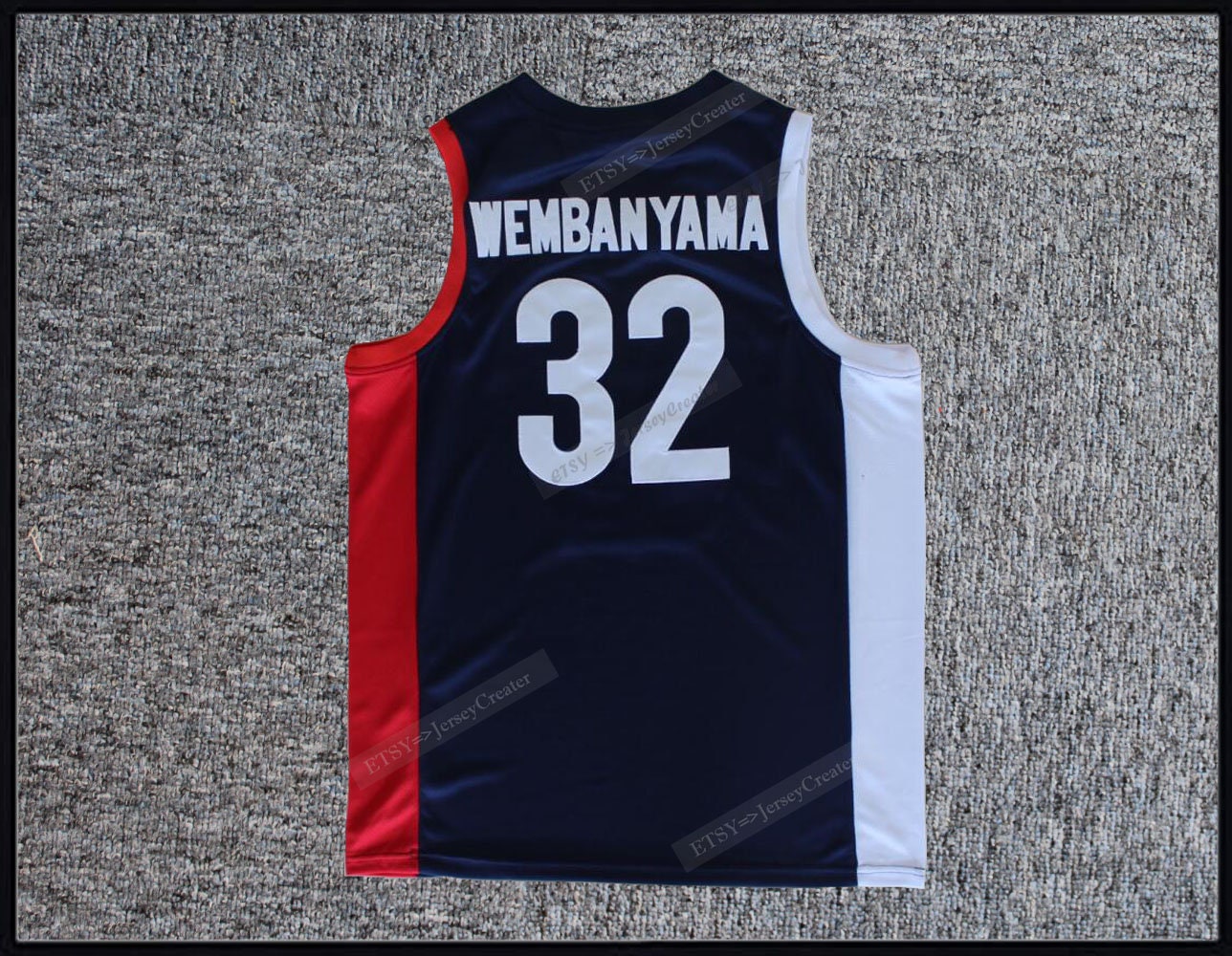 Victor Wembanyama 32 Team France Basketball Jersey Bluetop 