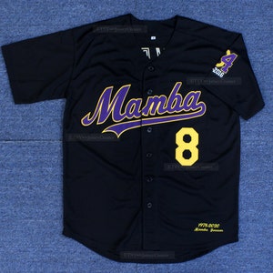 Design Mamba #8 #24 Legend Baseball Jersey Black Top Sewn;Youth/Women/Men's Size;Custom Name;Hip Hop Commemorate Shirts