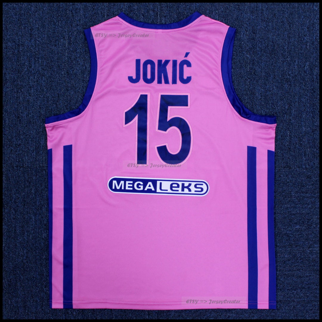 Throwback Jokic #15 Serbia Mega Basketball Jersey Pink Blue Custom