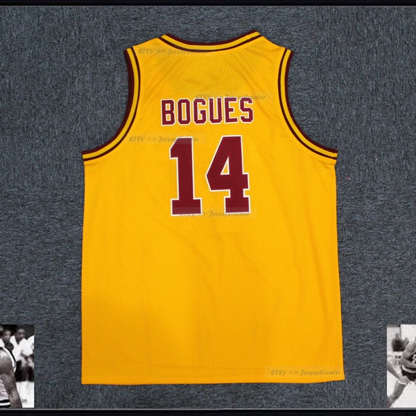 70's Muggsy Bogues #14 High School Basketball Jersey Yellow Stitched;Custom Names;Youth/Adult Size Birthday Gifts