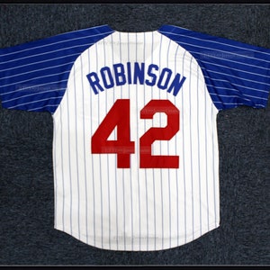 Maillots de baseball Brooklyn rétro des années 50 # 42 à rayures cousues ; noms personnalisés ; taille femme/homme/jeunesse/bébé