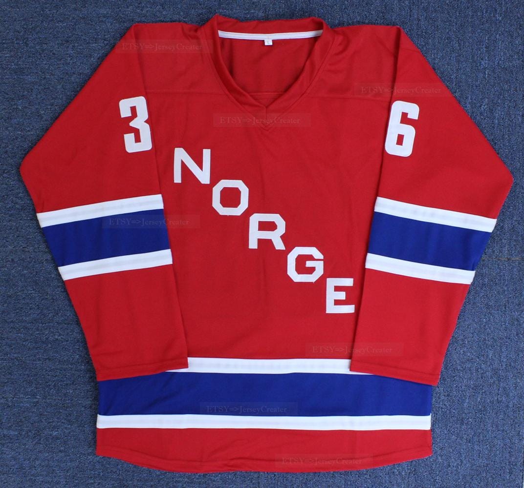 Throwback Zuccarello #36 Team Norway Norge Hockey Jersey;custom