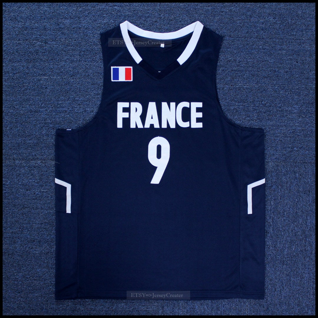 Throwback Parker 9 Team France Basketball Jersey All Stitchedcustom