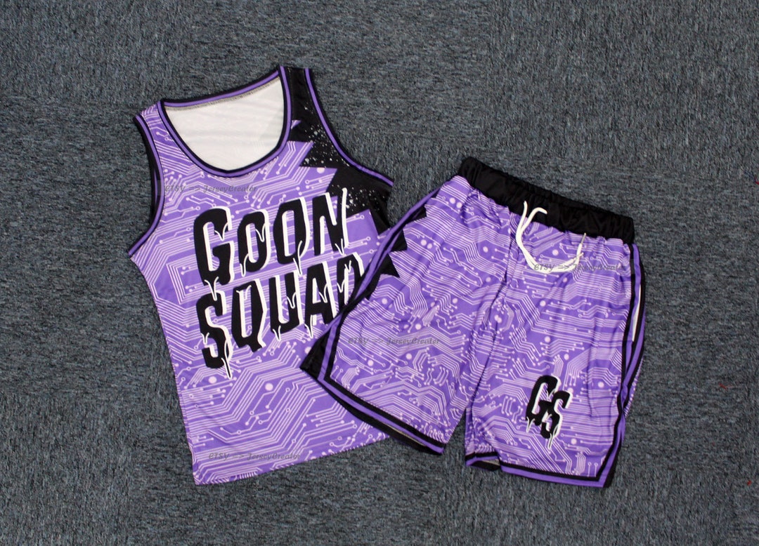 JerseyCreater Customizable Space Goon Purple Jerseys/Shorts Sets Uniform Kids Toddler Parent Child Any Names /Size Party Birthday Born Shirts