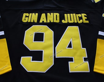 JordansSecretStuff Snoop Dogg Gin and Juice Pittsburgh Hockey #94 Music Jersey Custom Throwback 90's Retro Music Jersey 2XL