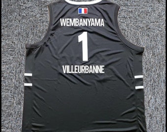 Koszulka do koszykówki Victor #1 France Ldlc w kolorze czarnym; szyta na górze; koszulka prezentowa dla młodzieży/dzieci/dorosłych