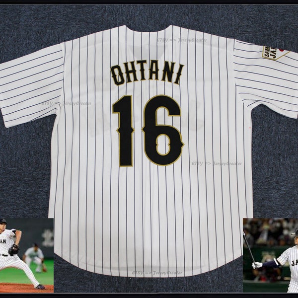 Shohei Ohtani #16 Maillots de baseball samouraï de l'équipe du Japon, noms personnalisés surpiqués en blanc ; taille bambin/jeunesse/adulte