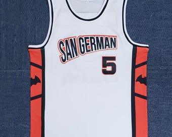 Eddie Casiano #5 Atléticos de San Germán Puerto Rico Basketball Jersey Sewn Custom Name;Youth/Adult Size