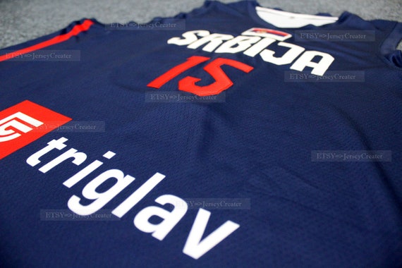 Custom New Nikola Jokic 15 Serbia Basketball Jersey Print White Blue Name  Number