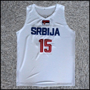 Custom New Nikola Jokic 15 Serbia Basketball Jersey Print White Blue Name  Number