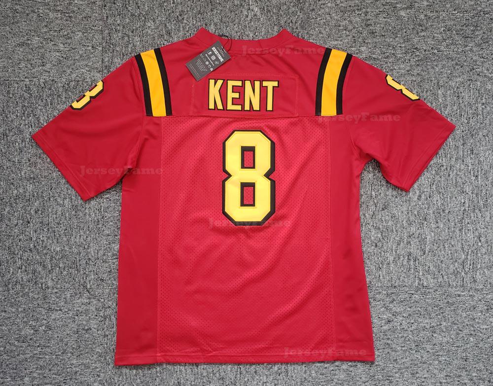 Retro C Kent #8 High School Football Jersey Red All Sewn Custom