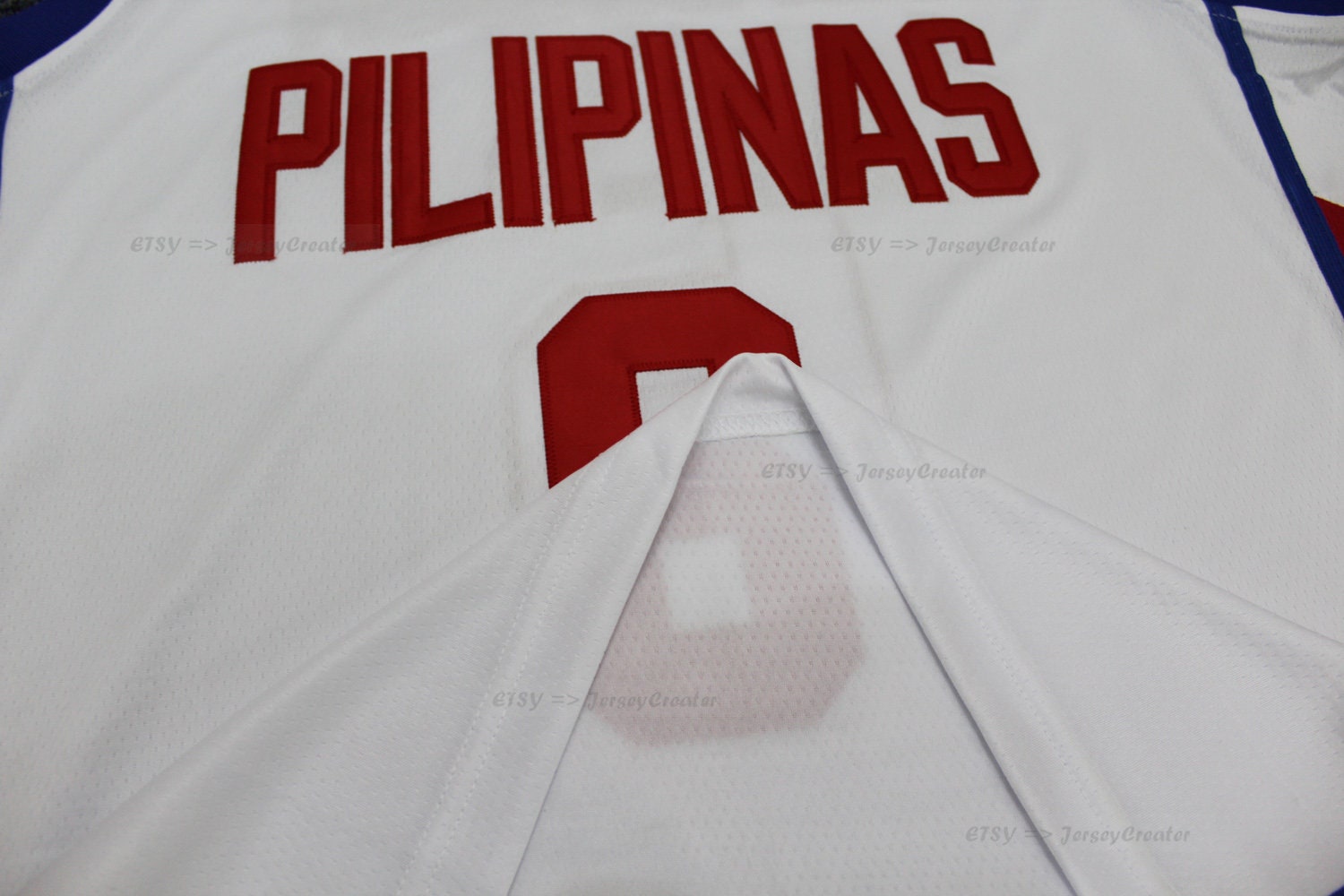 JerseyCreater Basic Jordan Clarkson #6 Team Pilipinas Philippines Basketball Jersey White Blue;All Sewn;Custom Names;Youth/Kids/Adult Size