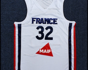 Victor #32 Team France Basketball Jersey White;Top Sewn;Youth/Kids/Adult Size Gift Jersey