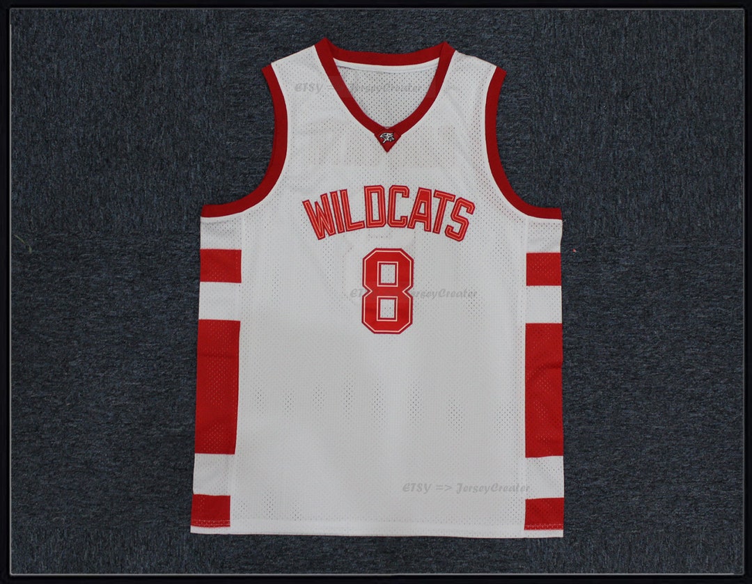 JerseyCreater Throwback Troy Bolton #1 East High School Basketball Jersey Wildcats Top Sewn Red;Custom Names;Toddler/Youth/Kids/Adult Size