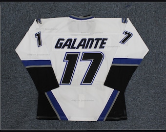 Throwback Galante #17 #13 Wingfield Danbury Hockey Jersey Top Stitched;Youth/Adult Size;White/Blue/Black;Custom Names