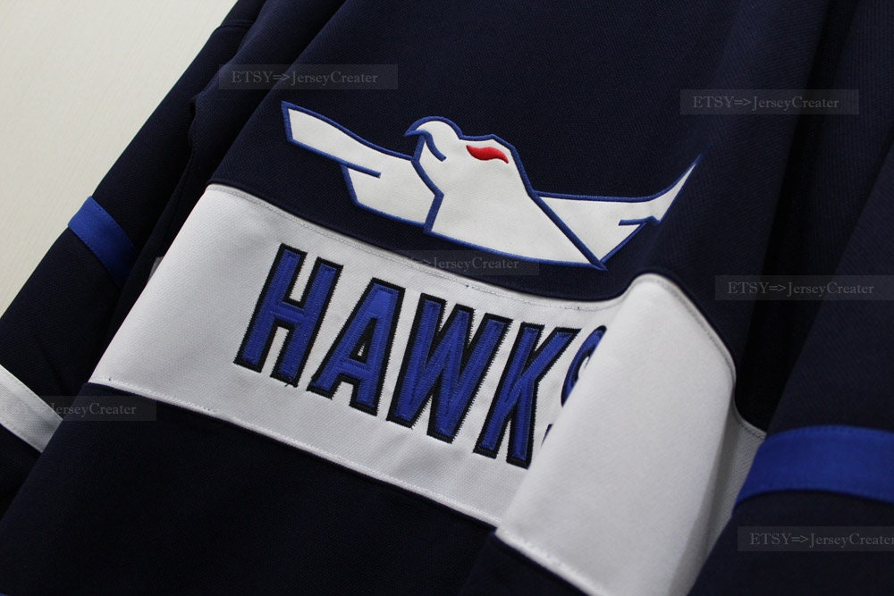 Movie Mighty Ducks Adam Banks Hawks Hockey Jersey Custom 