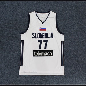 Throwback Doncic #77 Team Slovenija Basketball Jerseys White Top Sewn Custom Names;Any Size;Youth/Men Any Size